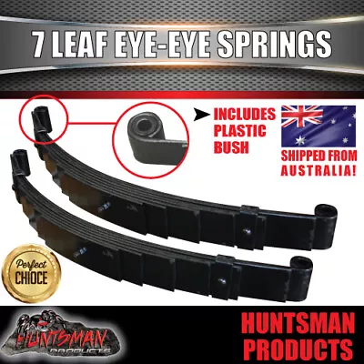 2x 7 Leaf 45mm X 6mm Eye To Eye Trailer Caravan Springs. 1400Kg. Shot Peened • $110