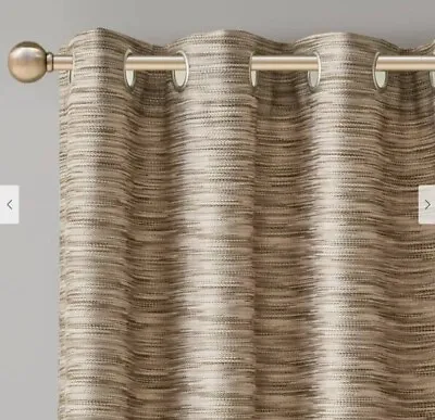 (2) Madison Park Cameron Yarn Dyed Texture Curtains Panels Grommet Top MOCHA • $22.95