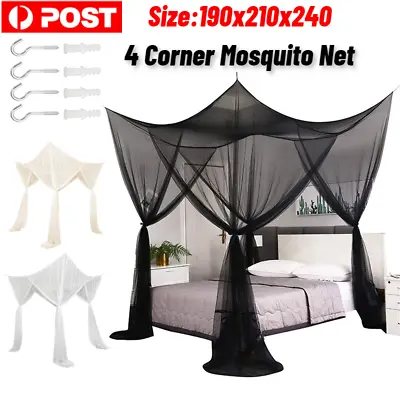 4 Corner Post Bed Canopy Mosquito Net Bedding Full Queen King Size Bed Neting AU • $34.19