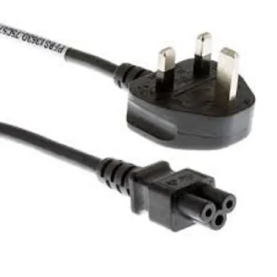 UK 3 Pin Mains Clover Leaf C5 Cloverleaf Power Lead Cord Cable For Laptop - 3 M • £9.49
