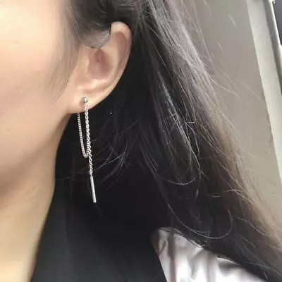 £3.07 • Buy Trendy Long Chain Drop Earrings Double Tassel Chain Bar Dangle Earring For Women