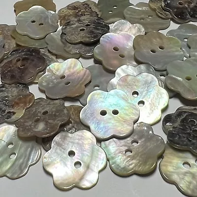 FLOWER Shape Real Mother Of Pearl Shell Rainbow/Iridescent Button MOP 5 Sizes 2h • $32.50