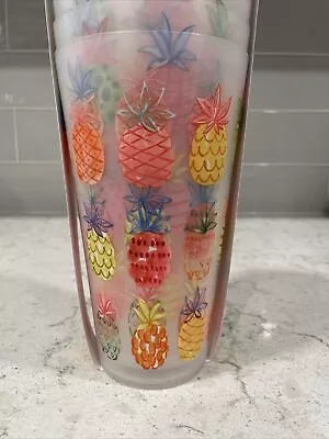 Set Of 8 PINEAPPLE 32 Oz. Tall Ice Tea Tumblers Cups C&C California BPA Free NEW • $16.99