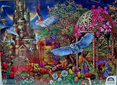 Vivid Views Series Jigsaw Puzzle Owl Tree Garden 1000 Piece • $25