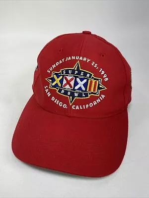 Vintage 1998 NFL Super Bowl XXXII 32 Packers Broncos Red Snapback Hat Cap • $9.99