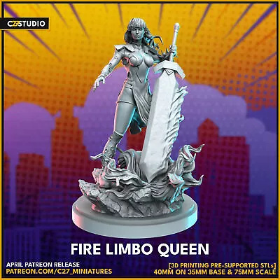 Fire Limbo Queen  | 40mm Crisis Protocol | Tabletop Gaming | Tabletop Miniature • £7.72