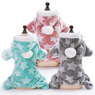 Pet Pajamas For Small Dogs Boy&Girl Fleece Puppy Cat Pyjamas Hoodie Clothes Grey • £9.47