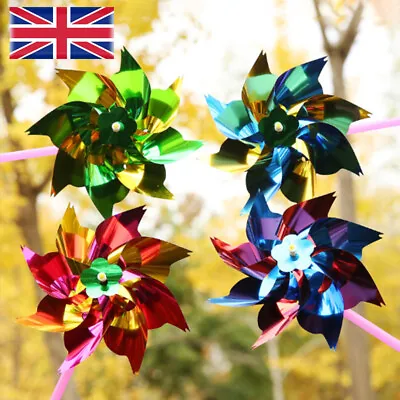 10Pcs Plastic Windmill Pinwheel Wind Spinner Kids Toy Lawn Garden Party Decor • £3.99