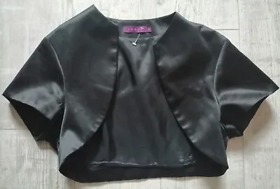 £22.50 • Buy DEBUT Ladies SATIN SHRUG Bolero Size 14 BLACK Pristine