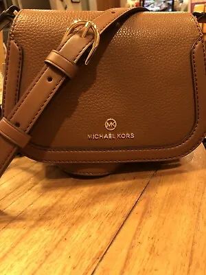 New MICHAEL MICHAEL KORS Lucie Luggage Small Saddle Leather Crossbody Bag • $149.99