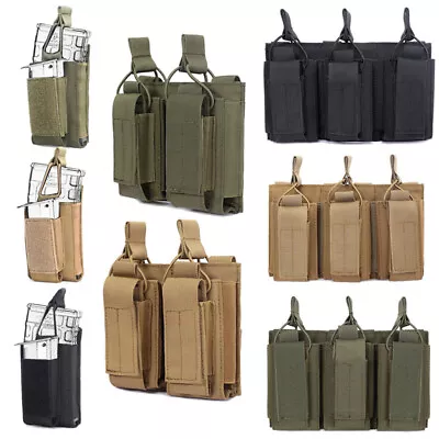 Tactical Molle Single/Double/triple Open Top Magazine Pouch Rifle Pistol Mag Bag • $9.99