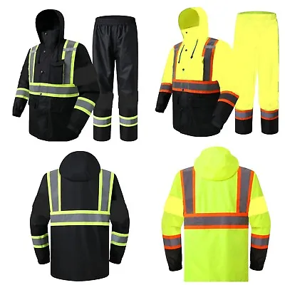 Hi Viz Rain Suit - High Reflective Black And Yellow /orange Color🔥  Hot Sale🔥 • $53.49