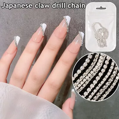 Nail Rhinestone Chain Silver AB Colors Stone 3D Nail Art Decor Metal Chain AU • $1.28