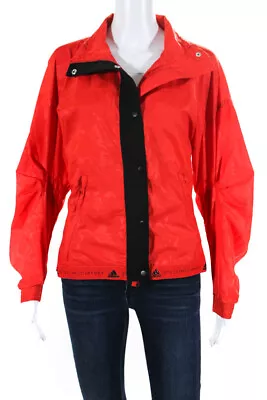 Adidas By Stella McCartney Womens Snap Buttoned Zipped Windbreaker Red Size XS • $52.45