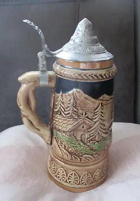 Music Box German Ceramic Tankard Beer Drinking Stein Musical Vintage Beerfest [b • £6.75