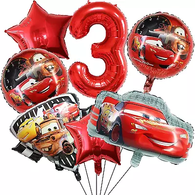 7PCS Cars Lightning McQueen Foil Balloons For Kids 3rd Birthday Baby Shower Race • $15.49