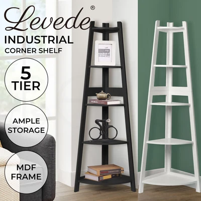 $73.99 • Buy Levede 5 Tier Corner Bookshelf Storage Cabinet Bookcase Rack Organizer Display