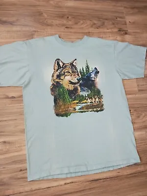 Vintage Wild Side Wolves Wolf T Shirt - Size Large L - Vtg Tee Nature • $20.95