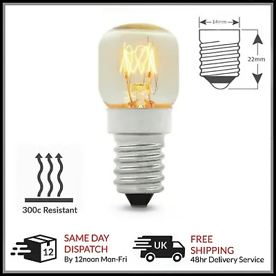 £6.99 • Buy 25w SES E14 Clear Cooker Oven Light Bulb Small Screw In Fit Lightbulb 300c Lamp