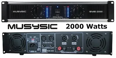 MUSYSIC 2 Channel 2000W Professional Power DJ Amplifier 2U Rack Mount Amp Stereo • $149.99