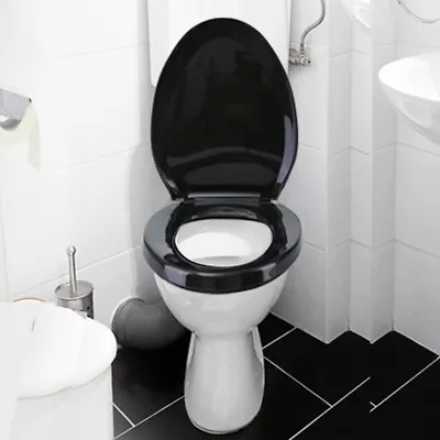 Black Slow Close Elongated Toilet Seat Plastic With Seat Bumper Renovator Supply • $43.99