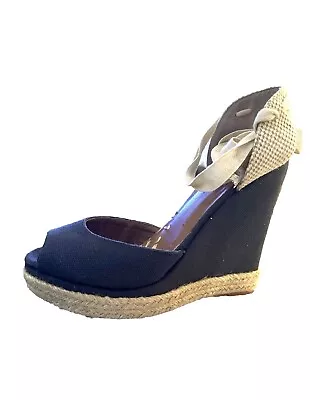 Marco Santi Sandals High Platform. Espadrille & Canvas Blue. Size 8.5 • $25