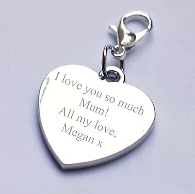 Engravable Heart Charm For Mum/Mother Any Text/message/wording Birthday Gift • £5.99