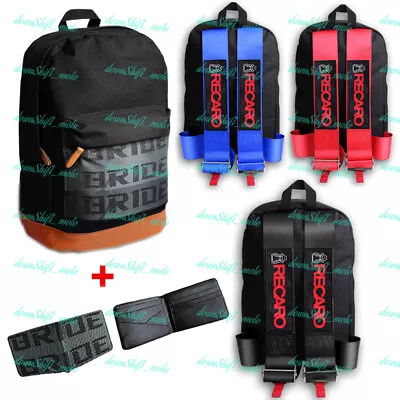 RECARO Harness Adjustable Shoulder Strap JDM Bride Racing Backpack+Racing Wallet • $39.88