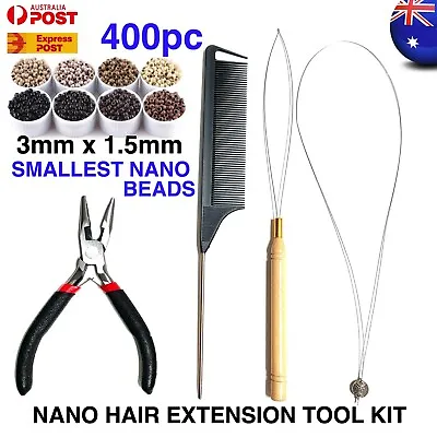 Hair Extension Tool Kit NANO Bead Rings 400pc Silicone 3mm X 1.5mm HIGH QUALITY • £33.07