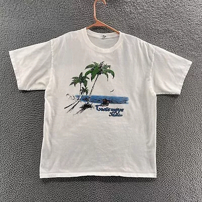 VINTAGE Mexico T Shirt Men Large White Costa Maya Beach Tropical Graphic 90s • $14.99
