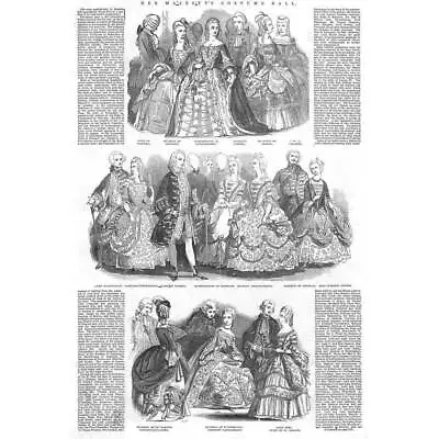Queen Victoria's Costume Ball At Buckingham Palace - 3x Antique Prints 1845 • £16.99