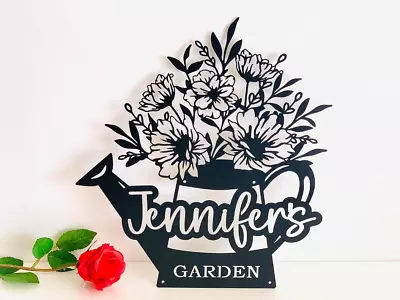 Flower Garden Sign Custom Metal Wall Art Gift For Gardener Hanging Outdoor • $54.71