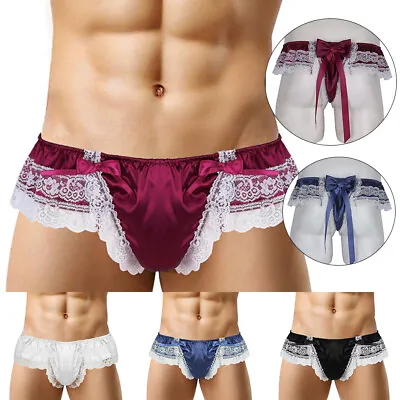 Men Cissy Panties Lace Skirt Thong U Convex Underpant Cock Pouch  T-Back Brief K • £5.87