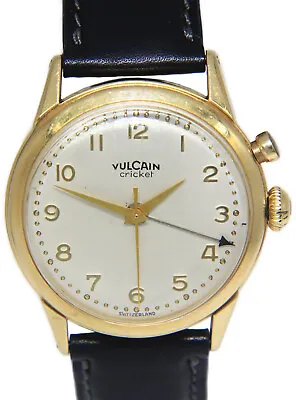 Vulcain Cricket Alarm 14k Yellow Gold Vintage Mens 34mm Manual Watch • $2850