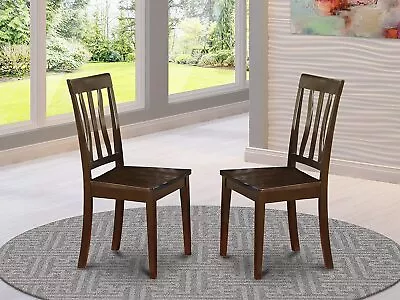 Set Of 4 Antique Dinette Kitchen Dining Chairs With Plain Wood Seat Cappuccino • $314