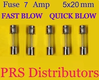 Fuse 7A 250V 5X20mm FAST BLOW QUICK BLOW Glass Fuse 7 Amp 5 Pieces USA SELLER • $9