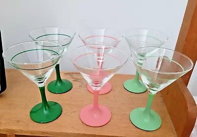 Vintage Retro Kitsch 1980s Cocktail Martini Glasses – Set Of 6 – Never Used • £25