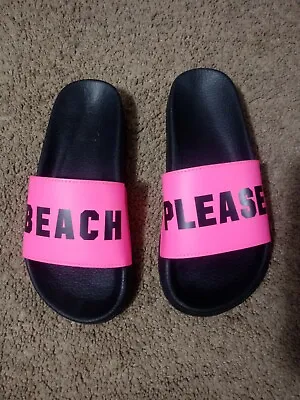 Victoria's Secret Hot Pink Beach Please Slides Flip Flops Sandals Size S (5/6) • $29