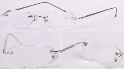 £9.29 • Buy R47 High Quality Women Rimless Reading Glasses/Spring Hinges/Aluminum Alloy Arms