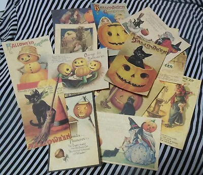 Set Of 16 Vintage/Victorian/Primitive Look Halloween Vintage Postcard Images #3 • $4.97