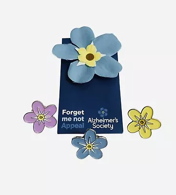 Dementia Alzheimers BLUE Forget Me Not Flower Enamel  Lapel Pin Badge.  Ref 232 • £5.75