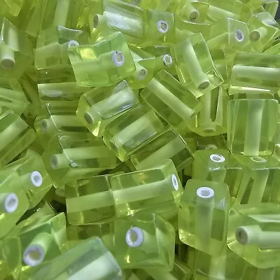 Vintage Lucite / Squared Tube / 12.5mm / Lime Green / 550 Beads / 1lb /#238 • $14