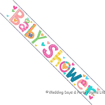 9ft Baby Shower Foil Banner Boys Girls Sparkly Party Wall Door Decorations • £1.98