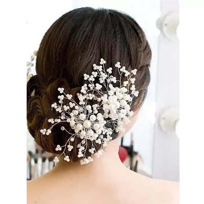 Flower Wedding Hair Pins Bridesmaid Crystal Diamante Pearls Bridal Clips GriN-A2 • $6.05