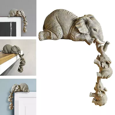 3x Elephant Statue Decor Home Figurine Ornament Christmas Art Sculpture Gift • $13.89