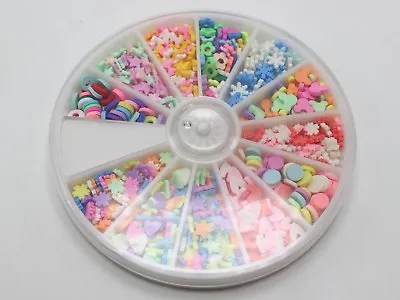 Nail Art Wheel Set 3D Fimo Polymer Clay Slices Nail Art Decals Tips 12 Style • $1.75