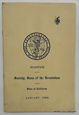 $19.95 • Buy 1922 California Society Roster Sons Of The American Revolution Los Angeles