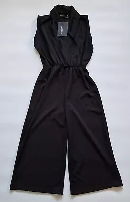 PRETTY LIL THING Jumpsuit Size 10 BNWT Black Wide Leg Sleeveless Womens • £14.99