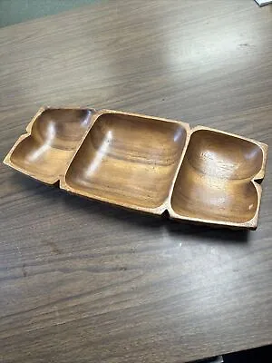 Monkey Pod Wood Divided Serving Tray Dish Leilani Hand Crafted 18x8” Large Nut • $17.99