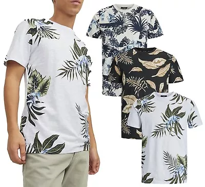 Jack Jones Mens T-Shirt Designer Short Sleeve Tee Casual Cotton Floral S-2XL • £14.99